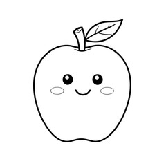 Cute vector illustration apple for kids colouring page