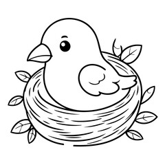 Cute vector illustration Bird hand drawn for kids coloring page
