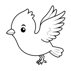 Cute vector illustration Bird doodle for kids coloring worksheet