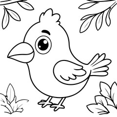 Cute vector illustration Bird drawing for colouring page
