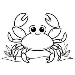 Simple vector illustration of crab for kids coloring page