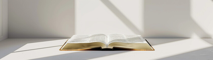 Obraz premium Pristine white setting with a classic Holy Bible, simplicity in complex belief, super realistic