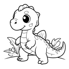 Cute vector illustration Dinosaur drawing for kids page
