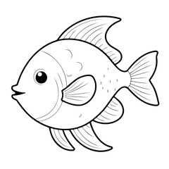 Vector illustration of a cute fish drawing for toddlers book