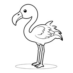 Simple vector illustration of flamingo hand drawn for kids coloring page