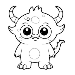 Vector illustration of a cute friendly drawing for toddlers colouring page