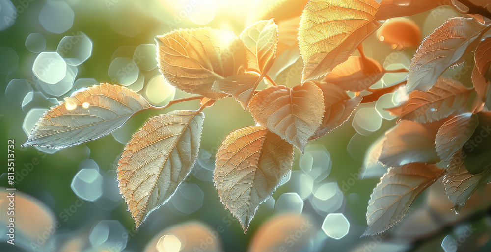 Poster A background minimalist of nature in light colors. leaf. Generative AI.