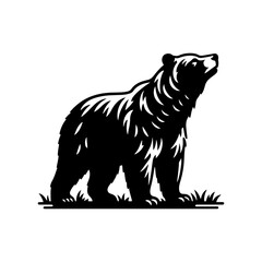 Bear Silhouette- Roaming Untamed Landscapes, Captured in Striking Vector Artistry- Bear Vector- Bear Illustration.