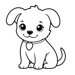 Simple vector illustration of puppy for toddlers colouring page