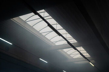 fog inside the production plant - lack of ventilation, smoky workplace