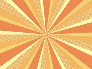 ドット模様入りのサンバースト背景のイラスト（オレンジ）