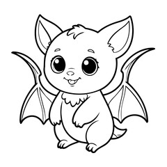 Simple vector illustration of bat drawing colouring activity