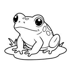 Vector illustration of a cute frog drawing for toddlers coloring activity