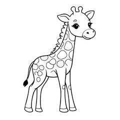 Cute vector illustration giraffe hand drawn for kids coloring page