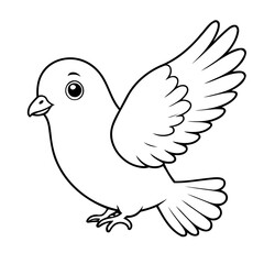 Cute vector illustration Pigeon doodle for toddlers colouring page