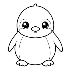 Simple vector illustration of penguin drawing for children page