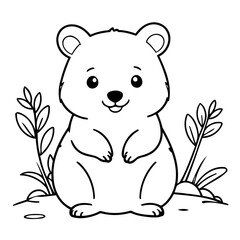 Vector illustration of a cute quokka doodle colouring activity for kids