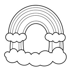 Cute vector illustration rainbow doodle colouring activity for kids