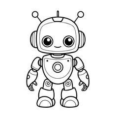 Cute vector illustration Robot drawing for children page