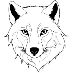 Vector illustration of a cute Wolf drawing for kids page