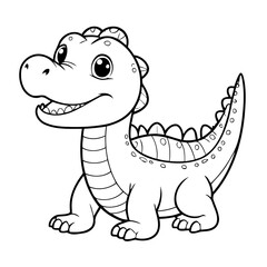 Cute vector illustration alligator drawing for colouring page