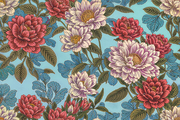 Seamless vintage floral pattern, wedding wallpaper design. Generative ai