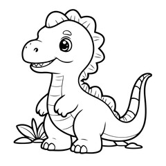 Vector illustration of a cute dinosaur doodle for toddlers coloring activity
