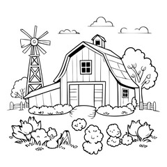 Vector illustration of a cute farm drawing for toddlers book