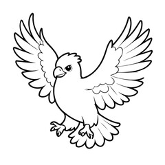 Vector illustration of a cute Eagle drawing for kids colouring activity