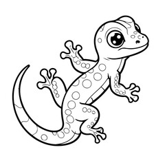 Cute vector illustration gecko drawing for kids page