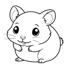 Cute vector illustration hamster doodle black and white for kids page