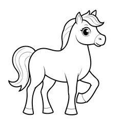 Vector illustration of a cute horse doodle for kids coloring worksheet