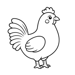 Cute vector illustration hen doodle for kids coloring worksheet