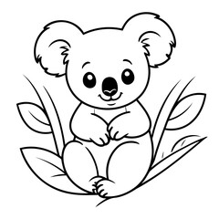 Vector illustration of a cute Koala drawing colouring activity