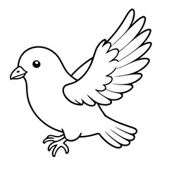 Cute vector illustration Pigeon doodle black and white for kids page