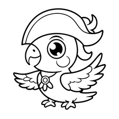 Cute vector illustration pirate drawing for kids colouring activity