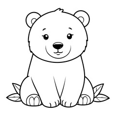 Simple vector illustration of polarbear drawing for kids page