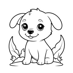 Fototapeta premium Cute vector illustration Puppy doodle colouring activity for kids