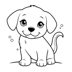 Simple vector illustration of Puppy for kids coloring page
