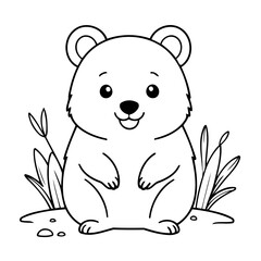 Simple vector illustration of quokka for toddlers colouring page