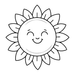 Cute vector illustration sun for children colouring activity