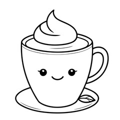 Cute vector illustration Tea drawing for toddlers coloring activity