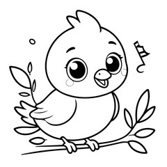 Cute vector illustration Bird drawing for kids colouring activity