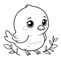 Simple vector illustration of Bird for toddlers colouring page