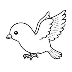 Cute vector illustration Bird hand drawn for kids page