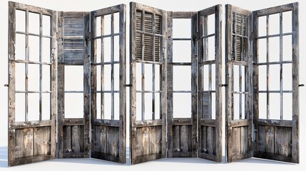 Set of Old Wooden Windows Cut Out 8K: Realistic

