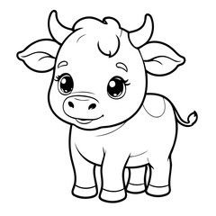Cute vector illustration cow doodle black and white for kids page