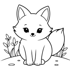 Cute vector illustration fox for kids coloring activity page