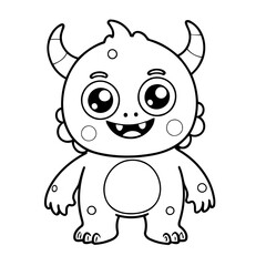 Vector illustration of a cute friendly doodle for kids coloring worksheet