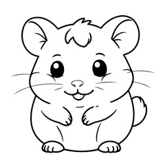 Simple vector illustration of hamster for toddlers colouring page